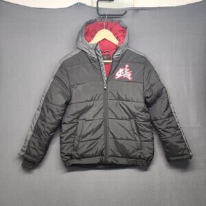 Air Jordan Puffer Jacket Youth M 10-12 Black Red Hooded Nike Air Coat